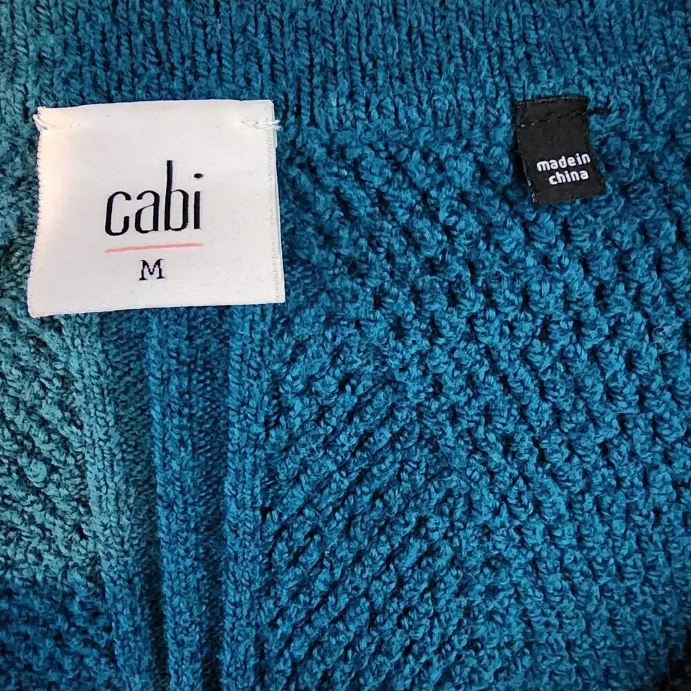 Cabi Deco V-Neck Knit Teal Cardigan | Women's Medium